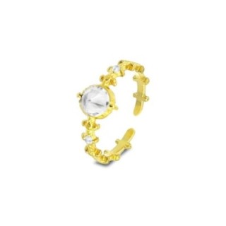 Anello Aperto Zigry Placcato Oro Giallo con Zircone Bianco