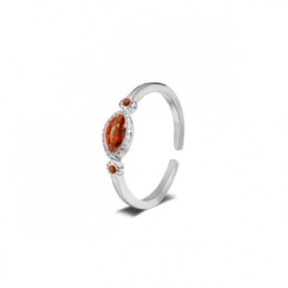 Anello Acciaio Silver 316L con Zircone Ovale Rosso
