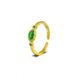 Anello Placcato Oro Giallo con Zircone Ovale Verde