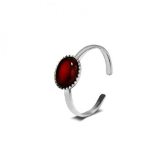 Anello ZUNA Acciaio Silver 316L con Pietra Ovale Amaranto