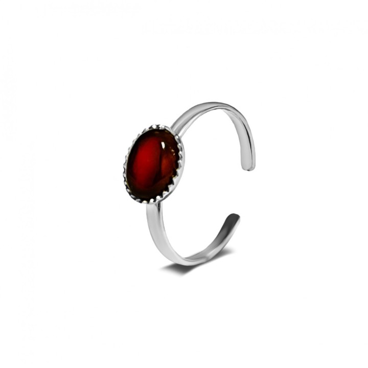 Anello ZUNA Acciaio Silver 316L con Pietra Ovale Amaranto