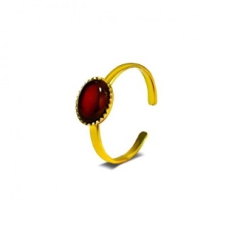 Anello ZUNA Placcato Oro Giallo con Pietra Ovale Amaranto