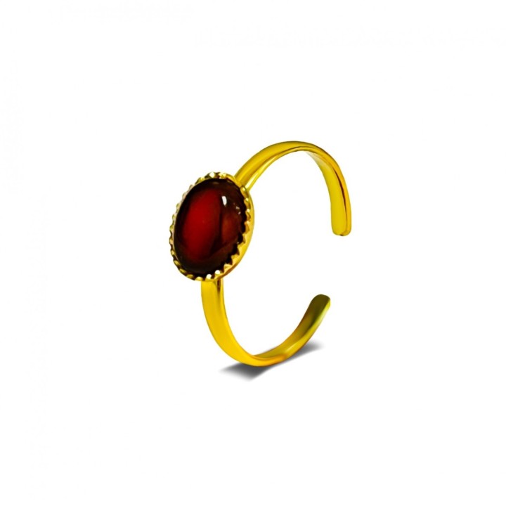 Anello ZUNA Placcato Oro Giallo con Pietra Ovale Amaranto