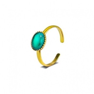 Anello ZUNA Placcato Oro Giallo con Pietra Ovale Verde