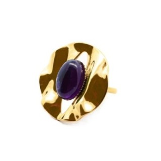 Anello Vintage 'Sombrilla' Placcato Oro Giallo con Pietra Viola