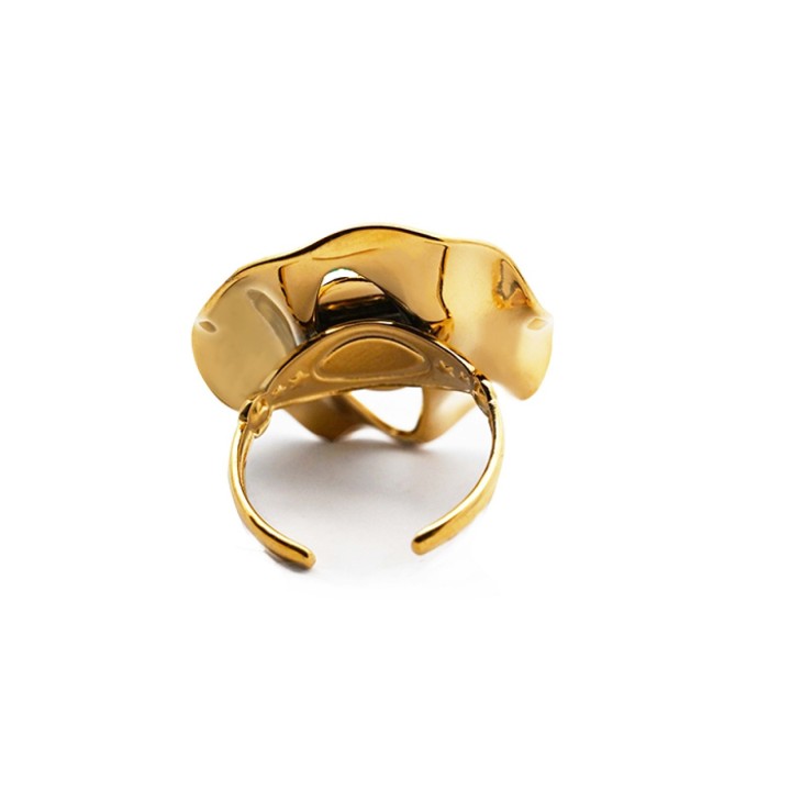 Anello Vintage 'Sombrilla' Placcato Oro Giallo con Pietra Fucsia