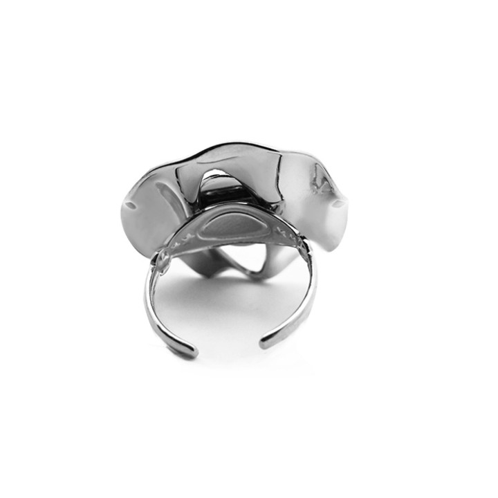 Anello Vintage 'Sombrilla' Acciaio Silver 316L con Pietra Bianca