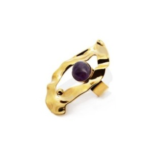 Anello Vintage 'Rara Sombra' Placcato Oro con Pietra Viola