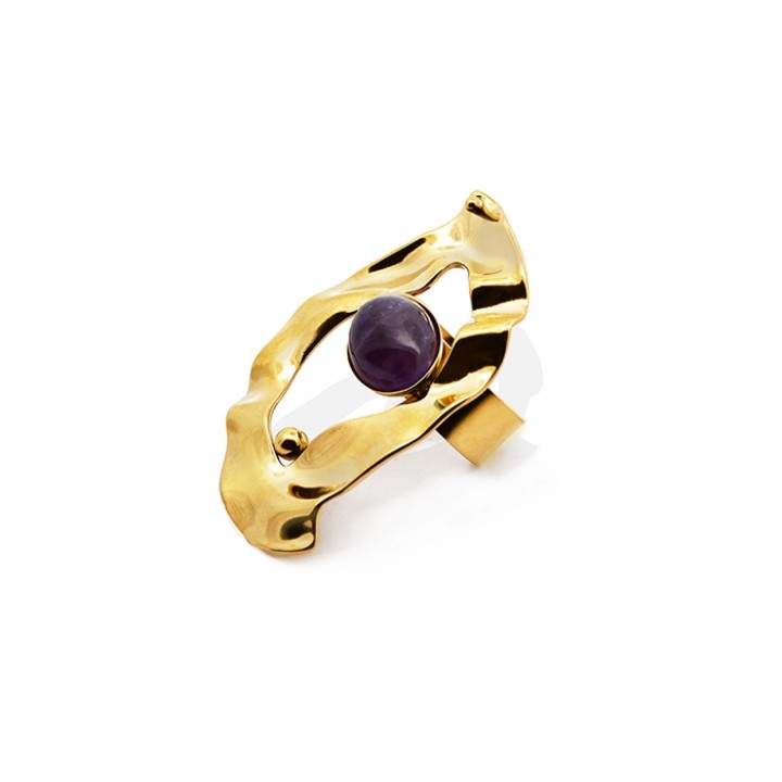 Anello Vintage 'Rara Sombra' Placcato Oro con Pietra Viola