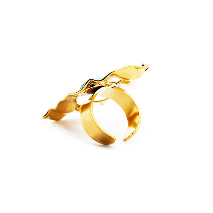 Anello Vintage 'Rara Sombra' Placcato Oro con Pietra Bianca