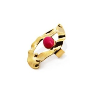 Anello Vintage 'Rara Sombra' Placcato Oro con Pietra Fucsia