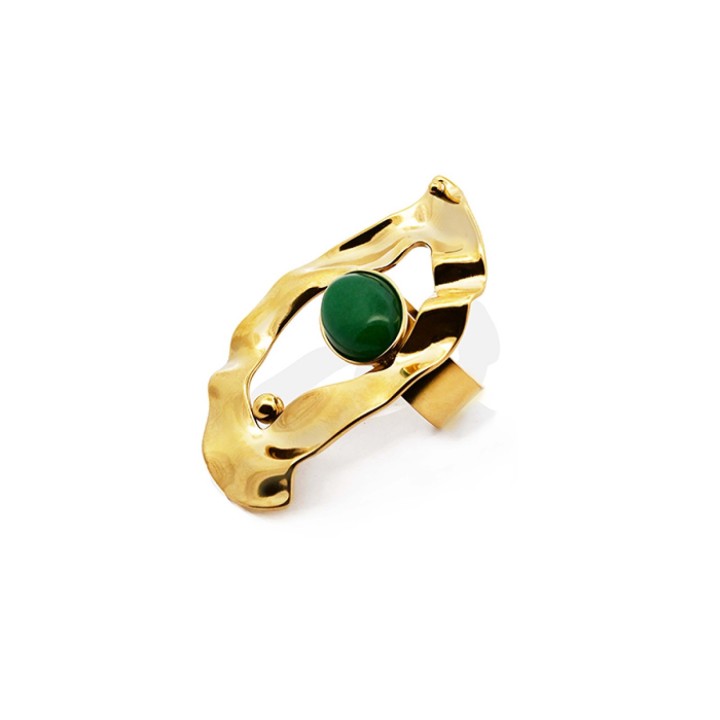 Anello Vintage 'Rara Sombra' Placcato Oro con Pietra Verde