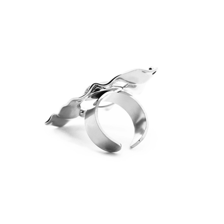 Anello Vintage 'Rara Sombra' Acciaio Silver 316L con Pietra Rossastra