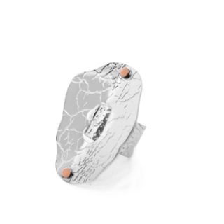 Anello Vintage 'Sombra Vieha' Acciaio Silver 316L con Pietra Rossastra