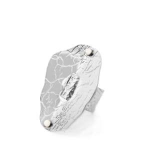 Anello Vintage 'Sombra Vieha' Acciaio Silver 316L con Pietra Bianca