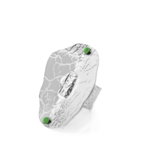 Anello Vintage 'Sombra Vieha' Acciaio Silver 316L con Pietra Verde
