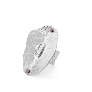 Anello Vintage 'Sombra Vieha' Acciaio Silver 316L con Pietra Viola