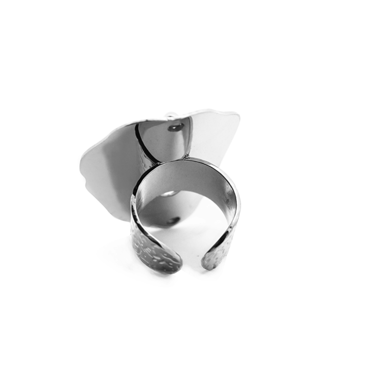 Anello Vintage 'Sombra Vieha' Acciaio Silver 316L con Pietra Viola