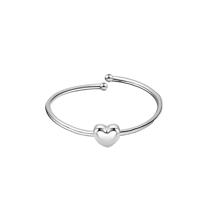 Anello Sottile Regolabile Acciaio Silver 316L Cuore