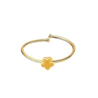 Anello Sottile Regolabile Placcato Oro Giallo Fiore