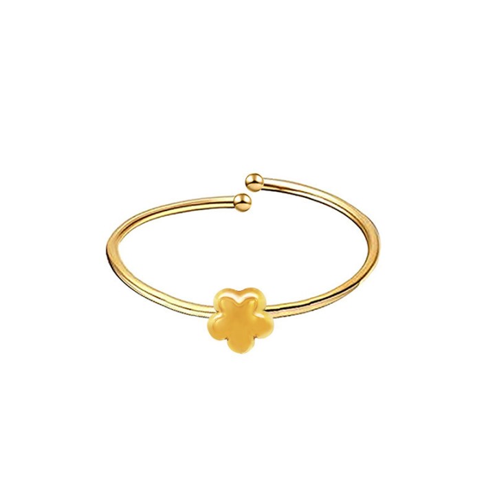 Anello Sottile Regolabile Placcato Oro Giallo Fiore