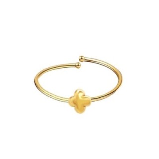 Anello Sottile Regolabile Placcato Oro Giallo Quadrifoglio