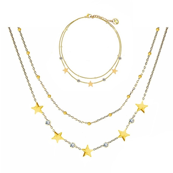 Parure Stella & Zirconia & Doppio Filo Placcata Oro Giallo