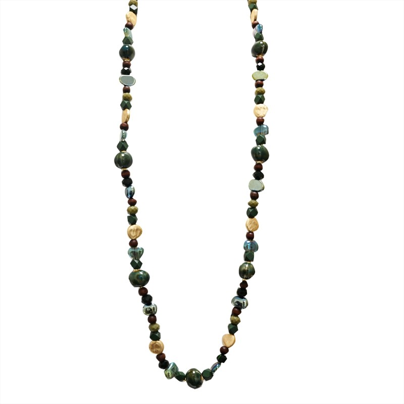 Collana Perline Lunga Pepite Paramaribo Verde