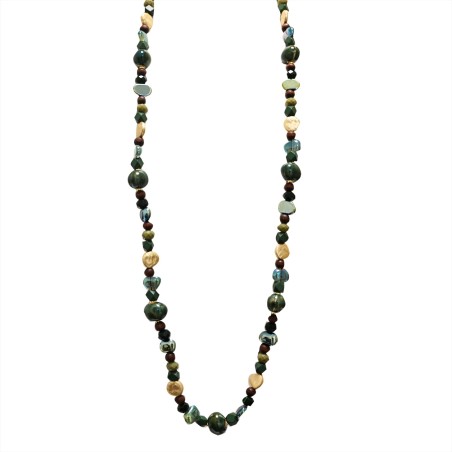 Collana Perline Lunga Pepite Paramaribo Verde
