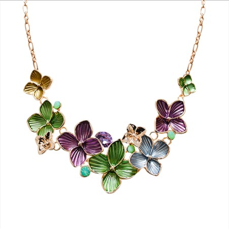 Girocollo Diadema Bijoux Fiori Verde Grotta