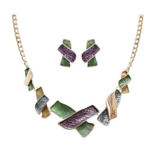 Parure Astratto Smaltato A Forma X Verde