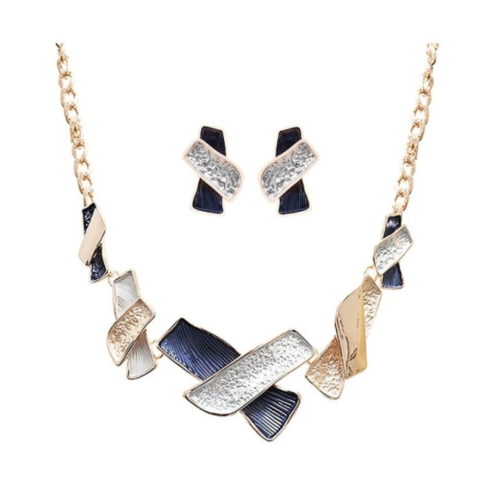 Parure Astratto Smaltato A Forma X Blu