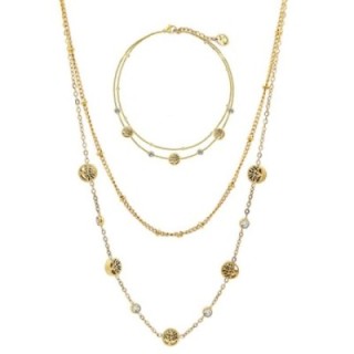 Parure Albero Della Vita & Zirconia & Doppio Filo Placcata Oro Giallo