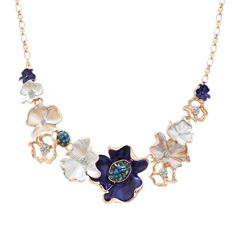 Girocollo Diadema Bijoux Cristalli in Fiore Blu