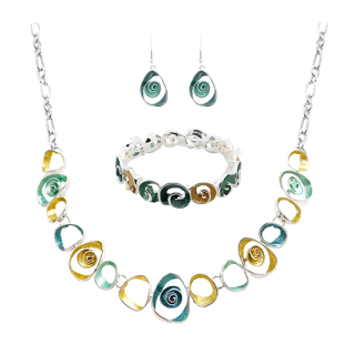 Parure Spirale Smaltata Verde