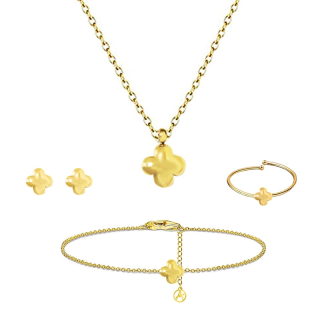 Parure Semplice Quadrifoglio Placcata Oro Giallo