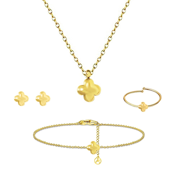 Parure Semplice Quadrifoglio Placcata Oro Giallo