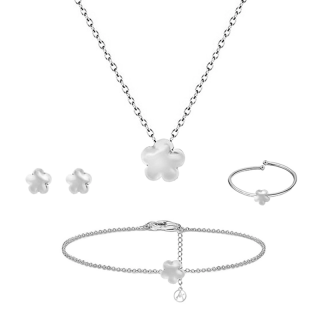 Parure Semplice Fiore Acciaio Silver 316L