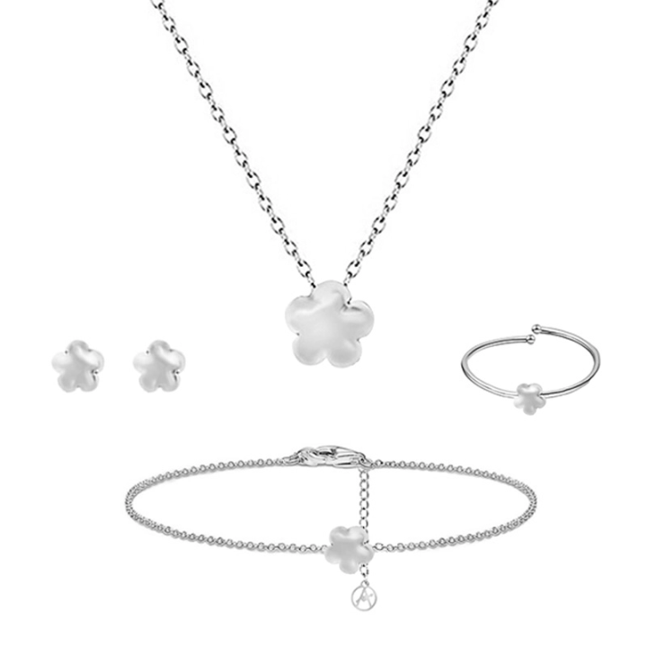 Parure Semplice Fiore Acciaio Silver 316L