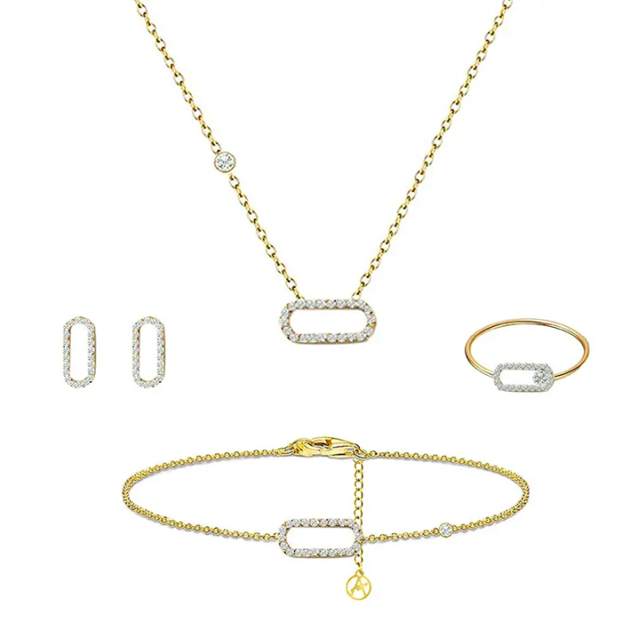 Parure Graffetta Con Strass Placcata Oro Giallo