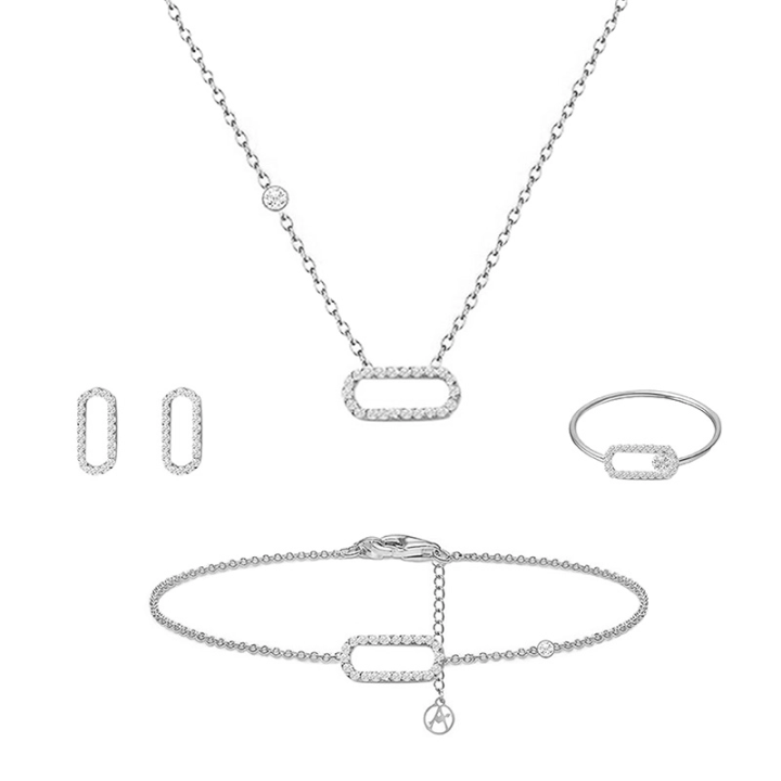 Parure Graffetta Con Strass Acciaio Silver 316L