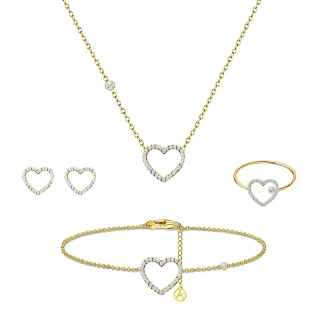 Parure Cuore Con Strass Placcata Oro Giallo