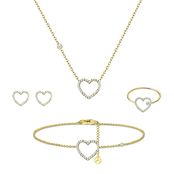 Parure Cuore Con Strass Placcata Oro Giallo