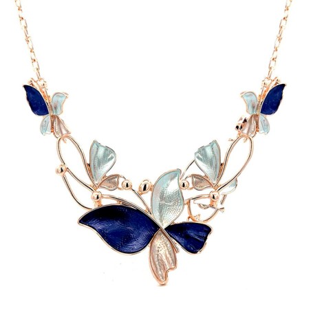 Girocollo Diadema Bijoux Farfallone Smaltato Blu