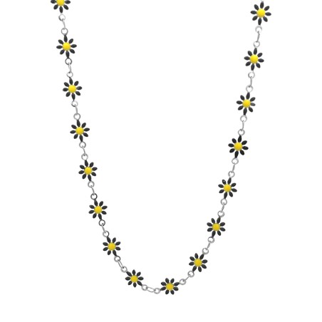 Girocollo Margherite Smalto Nere Acciaio 316L