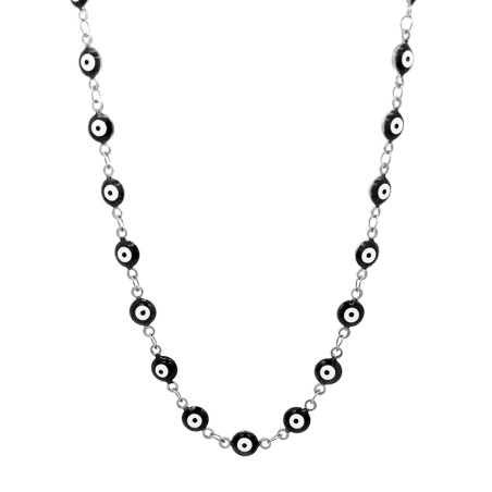 Girocollo Occhio Greco Nero Smalto Acciaio 316L