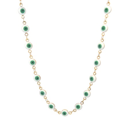 Girocollo Occhio Greco Bianco Smalto Acciaio 316L Oro