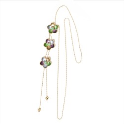 Collana Bijoux Y Lunga Fiori Zen Smaltata Verde