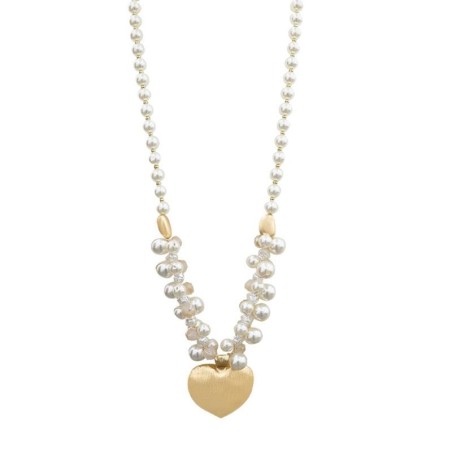 Collana Perle Lunga Pendente Cuore