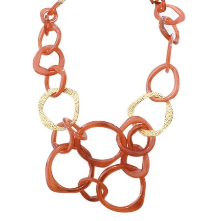 Collana Resina Lunga Circus Multicerchi Aurea